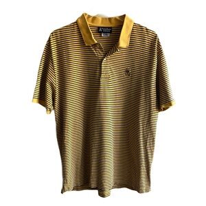 Psycho Bunny 100% Cotton Polo Shirt Size 8 XXL Yellow Blue Striped Preppy Golf